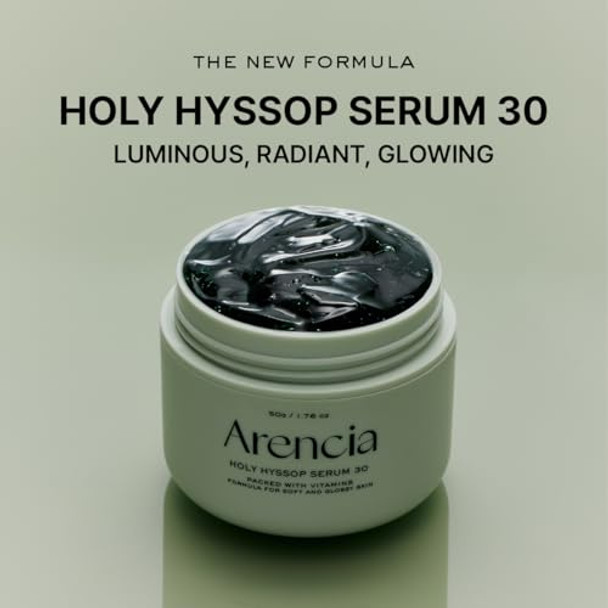 Arencia Glow Hyssop Overnight Face Mask Serum - Hydrating & Anti-Aging Serum For Younger Looking Korean Glass Skin, 30% Vitamin A, C, E, 10% Niacinamide, Peptide