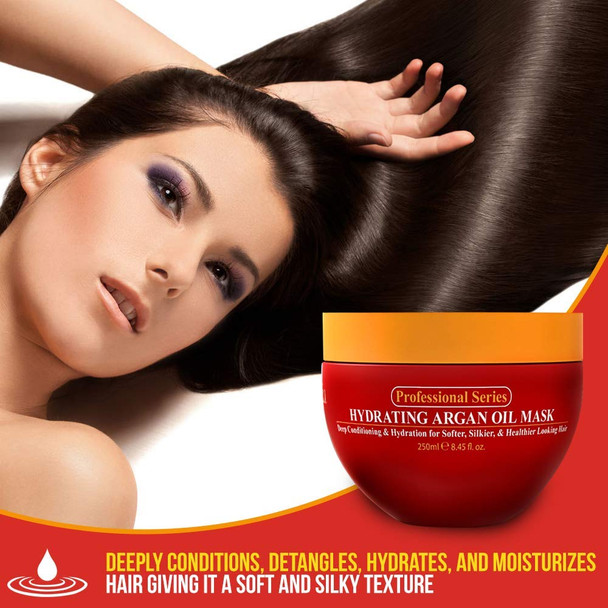 Arvazallia Hydrating Argan Oil Hair Mask And Deep Conditioner For Dry Or Damaged Hair (8.45 Oz Jar)
