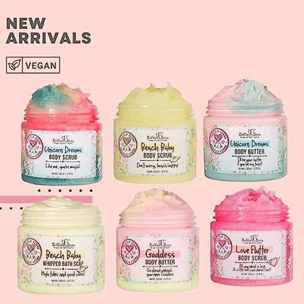 Bella & Bear Unicorn Dream Body Scrub - Vegan, Cruelty-, Paraben- Exfoliating Sugar Scrub For Smooth Skin - Mango, Pineapple & Vanilla