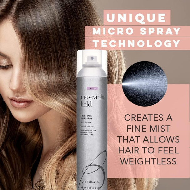 Brocato Moveable Hold Finishing Hairspray (50% Voc), 10Oz  Exceptional Control And Brilliant Finish  For All Hair Styles
