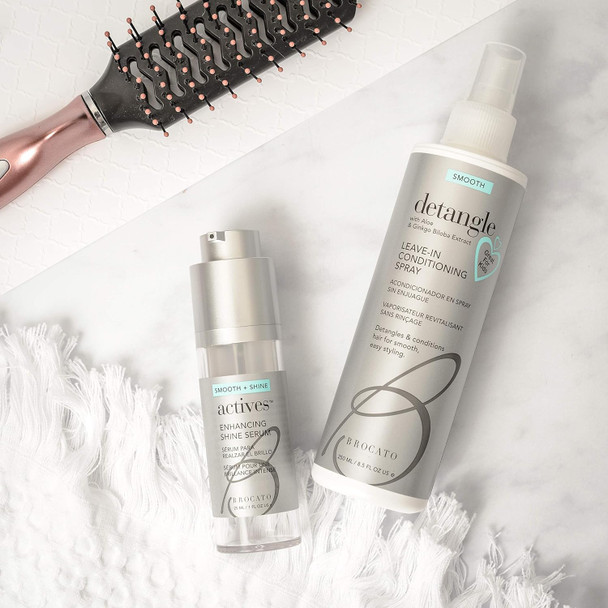Brocato Actives Enhancing Shine Serum: Anti Frizz Smoothing Treatment For Damaged Hair - Leave In Product With Natural Oil To Repair / Control Dry, Frizzy Locks From Straightening And Hot Tools - 1 Oz