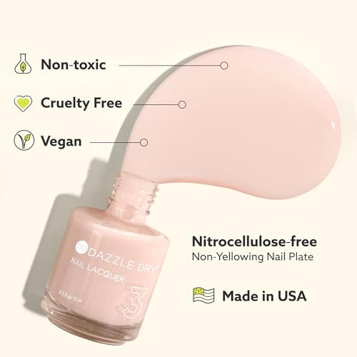 Dazzle Dry Nail Lacquer (Step 3) - Not Quite Nude - A Full Coverage Peaches-And-Cream Nude. (0.5 Fl Oz)