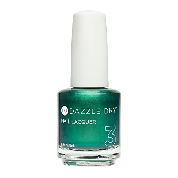 Dazzle Dry Nail Lacquer (Step 3) - Mistletoe - A Metallic Emerald Green. Semi-Sheer Metallic. (0.5 Fl Oz)