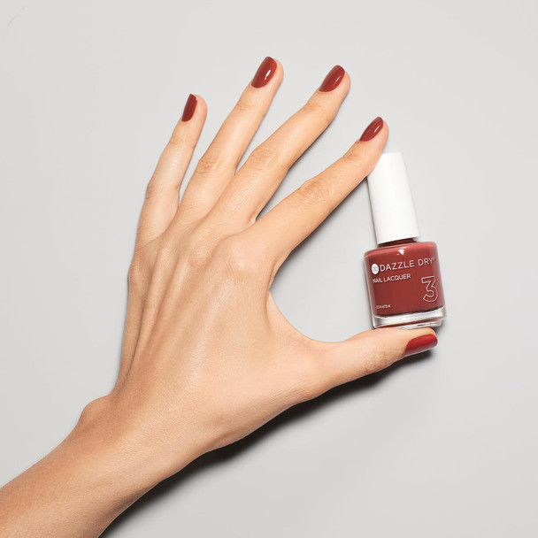 Dazzle Dry Nail Lacquer (Step 3) - Cinnamon Spice Lacquer - A Cozy Muted Red. Full-Coverage Cream. (0.5 Fl Oz)