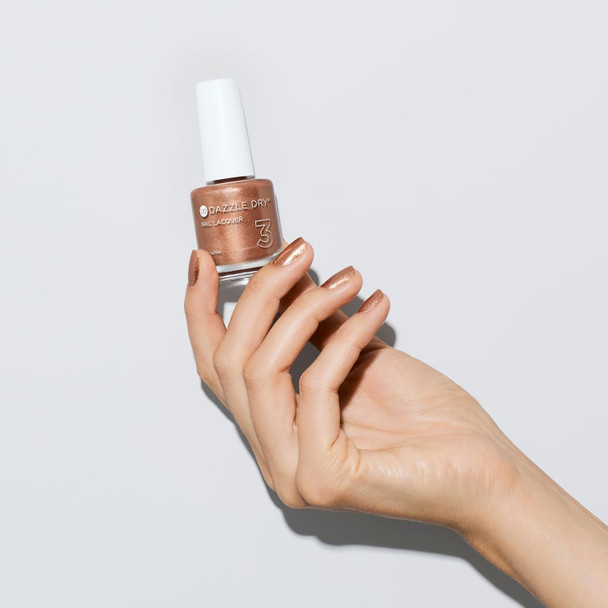 Dazzle Dry Nail Lacquer (Step 3) - Raise Your Glass Lacquer - A Glittering Copper. Full-Coverage Metallic. (0.5 Fl Oz)