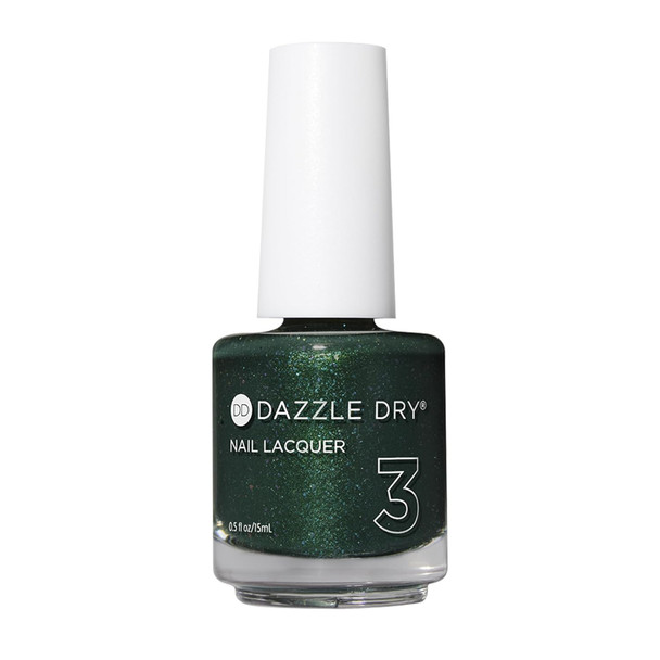 Dazzle Dry Nail Lacquer (Step 3) - Evergreen Lacquer - A Pine Green With Blue Glitter Flecks. Full-Coverage Glitter. (0.5 Fl Oz)