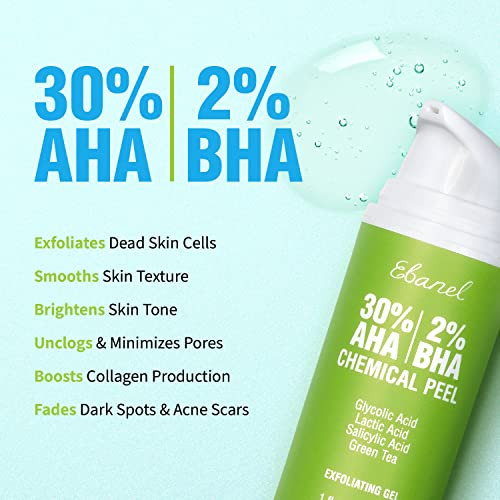 Ebanel 30% Aha 2% Bha Chemical Peel & 2.5% Retinol Cream Moisturizer For Face - Removes Acne Scars, Dark Spots, Wrinkles & Brightens Skin