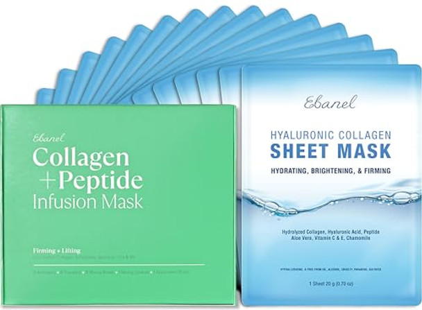 Ebanel Bundle Of 15-Pack Collagen Face Mask And 8-Pack Collagen Peptide Infusion Mask Ebanel Bundle Of 15-Pack Collagen Face Mask And 8-Pack Collagen Peptide Infusion Mask