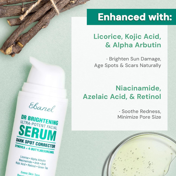Ebanel Dark Spot Remover For Face & Body, Brightening Serum With Synovea Hr, Alpha Arbutin, Niacinamide, Kojic Acid, Dark Spot Corrector For Hyperpigmentation, Discoloration, Melasma And Age Spots
