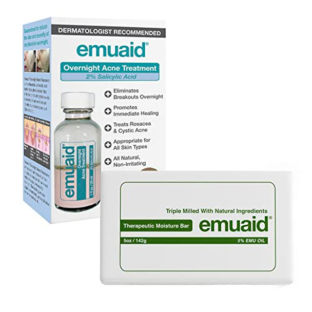 Emuaid Overnight Acne Solution Bundle - Emuaid Overnight Acne Treatment With Therapeutic Moisture Bar