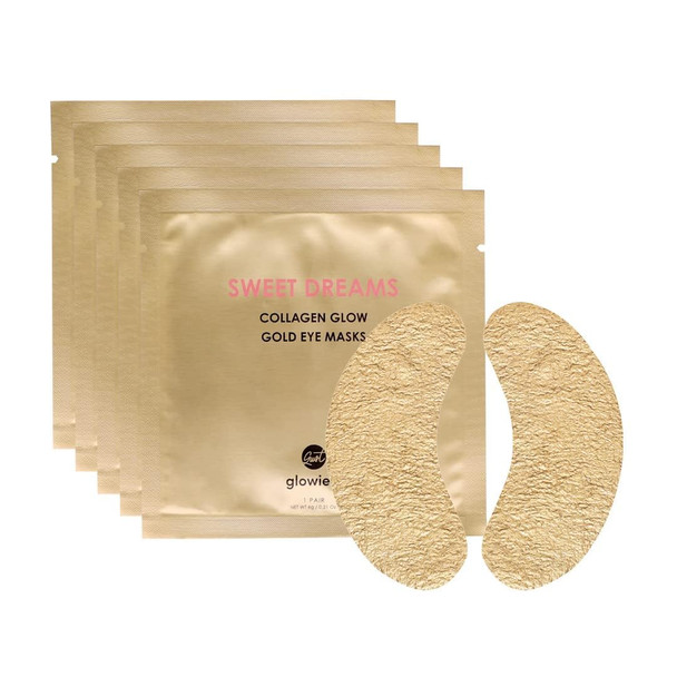 Glowiest Sweet Dreams Collagen Glow Rose Gold Eye Masks - Korean Under Eye Patches Puffy Eyes, Dark Circles & Wrinkles  Collagen, Niacinamide, Hyaluronic Acid & Peptides  Hydrating Eye Treatment & Beautycare