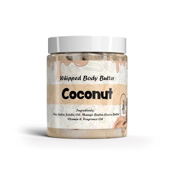 Jersey Botanical Coconut Whipped Body Butter 8Oz. With Shea Butter Mango Butter Cocoa Butter Creamy Natural Smooth Long-Lasting Intense Moisturizer