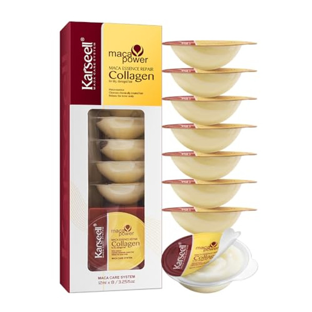 Karseell 8 Pack Collagen Hair Mask For Dry Damaged Hair Argan Oil Travel-Size Collagen Hair Treatment Deep Repair Conditioning All Hair Types 3.25Floz