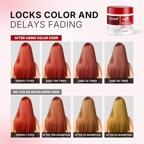 Karseell Color Depositing Red Hair Mask Color Boosting Conditioner, Hydrates And Enhances Red Tones For Color-Treated Hair 500Ml 16.9Floz