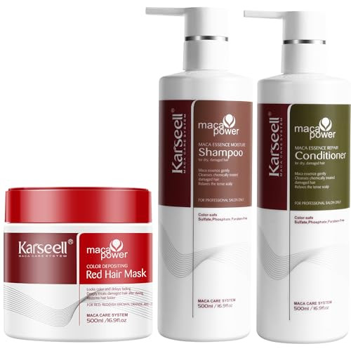 Karseell Color Depositing Red Hair Mask Shampoo And Conditioner Set