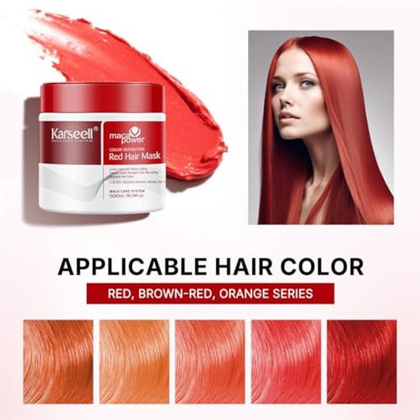 Karseell Color Depositing Red Hair Mask Shampoo And Conditioner Set