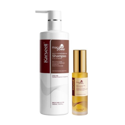 Karseell Argan Oil Shampoo For All Hair Types, Deep Repair Conditioning With Herbal Extracts, Moisturizing And Nourishing, Reduces Frizz And Flyaways, Enhances Curls, With Argan Oil Serum 50Ml