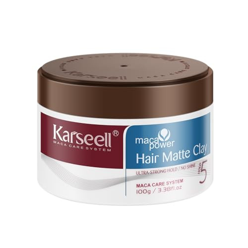 Karseell Hair Matte Clay For Men, Strong Hold Styling Paste Matte Finish, All Hair Types 3.4 Oz
