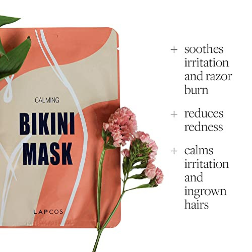 Lapcos Calming Bikini Mask - Healing Skin Treament To Reduce Red Bumps, Razor Burn, In-Grown Hairs - Aloe Vera & Vitamin C Provide Cooling, Instant Relief - Korean Beauty Favorite (1 Pack)
