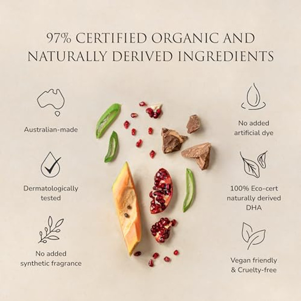 Loving Tan Purest Tanning Mousse, Dark + Purest Applicator Mitt - Sunless Tanner Made From 97%  Organic & Naturally Derived Ingredients - Cruelty , Vegan - 3.3 Fl Oz