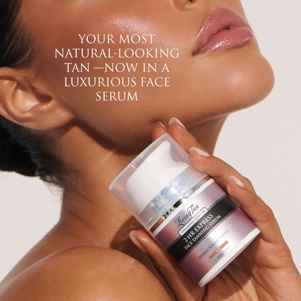 Loving Tan  2 Hr Express Face Tanning Serum, Dark - Hydrating, Natural-Looking Glow Sunless Self Tanner, Dermatologist Tested, Lightweight, Naturally Derived Dha, Vegan & Cruelty- - 1 Fl Oz