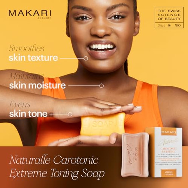 Makari Naturalle Carotonic Extreme Toning Soap  Skin Illuminating And Oil-Controlling Bar  Prevents Breakouts  Promotes Even Skin Tone  For Combination, Oily, And Acne-Prone Skin (7Oz)