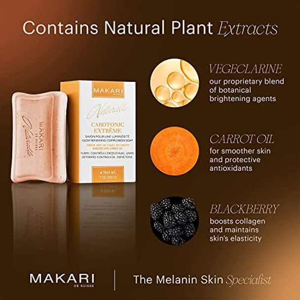 Makari Naturalle Carotonic Extreme Toning Soap  Skin Illuminating And Oil-Controlling Bar  Prevents Breakouts  Promotes Even Skin Tone  For Combination, Oily, And Acne-Prone Skin (7Oz)