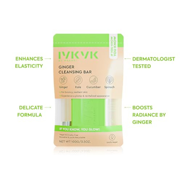 Makari Iykyk Ginger Cleansing Bar – Moisturizing Bar Soap For Face With Ginger, Kale, Cucumber & Spinach – Gentle Facial Soap With Shea Butter – Vegan, Non-Drying