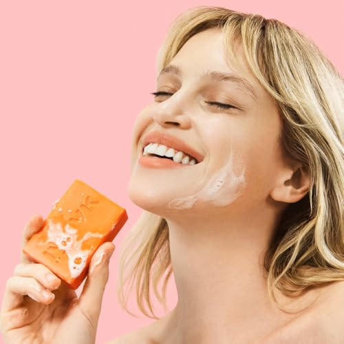 Iykyk By Makari Vitamin C & Turmeric Facial Cleansing Bar – Reduces The Appearance Of Dark Spots, Moisturizing Face Wash & Fragrance- With Shea Butter, Spinach & Cucumber, Gentle Facial Soap Bar