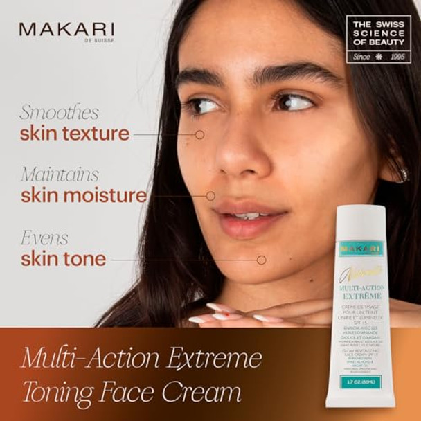 Makari Naturalle Multi-Action Extreme Moisturizing Brightening Cream (1.7 Oz)  Clarifies Dark Spots And Blemishes  Protects Against Sun  Softens Skin  Recommended For Sensitive To Dry Skin Types