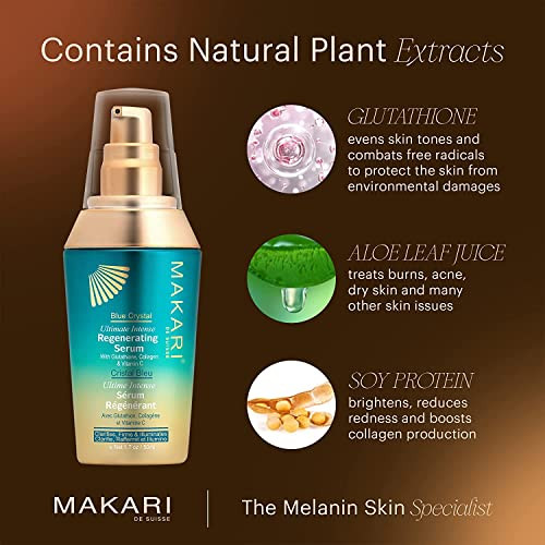 Makari Ultimate Intense Blue Crystal Regenerating Serum 50 Ml  Anti-Aging And Hydrating Skin Brightening Serum For Face And Body  Skin Care Product With Glutathione, Collagen, And Vitamin C