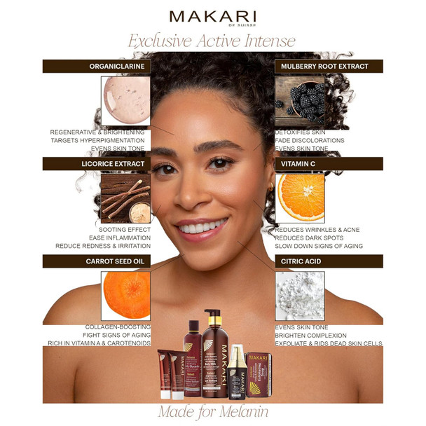 Makari Exclusive 3 Piece Skincare  Set - Exfoliating Soap, Body Milk & Face Cream Formulated With Organiclarine Ideal For All Skin Types, Botanical Self Care Kit For Women