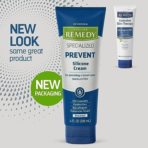Medline Remedy Specialized Silicone Cream, Unscented (4 Fl Oz), Gentle Breathable Film For All Ages, Paraben- And Hypoallergenic Skin Care, Barrier For Dry Cracked Skin