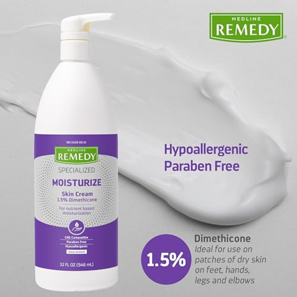 Medline Remedy Specialized Skin Cream, Unscented, 32 Oz., Advanced Moisturizing Formula For Dry Skin, Single Pack