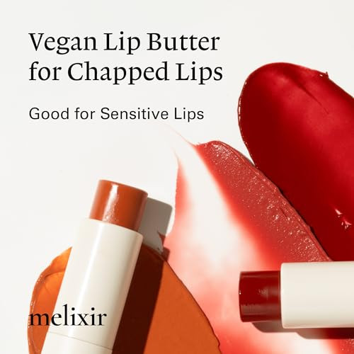 Melixir Vegan Lip Butter Trio (#02 Nude Crumble, #05 Dewy Rose, #06 Lust Red) – Hydrating Tinted Lip Balm For Dry, Chapped Lips, Petrolatum-,  Set For Women, Korean Lip Care, Skincare Set