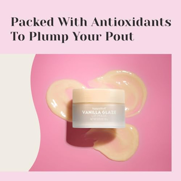 Nature Well Vanilla Glaze Hydrating Lip Mask For A Softer, Smoother, Plumper Pout, Nourish & Moisturize Dry Cracked Lips, Made With Shea Butter & Vitamin C, Clean Formula, 0.70 Ounce Each (Pack Of 2)