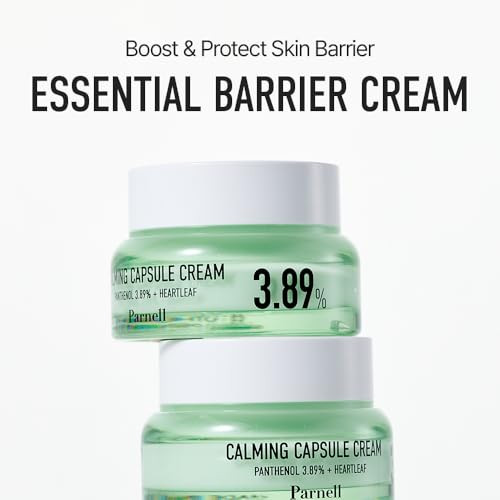 Parnell Panthenol 3.89%  50Ml / 1.69 Fl.Oz.  Heartleaf Calming Capsule Cream, Acne Soothing Cream, Korea Skin Care, Korea Beauty