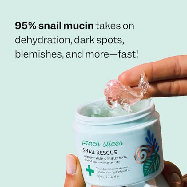 Peach Slices  Snail Rescue Intensive Treatment Wash-Off Face Mask  95% Snail Mucin  For Dark Spots & Blemishes  Refreshing & Calming Mask  Clear, Radiant, & Hydrated Skin  Skin Care  3.38 Oz