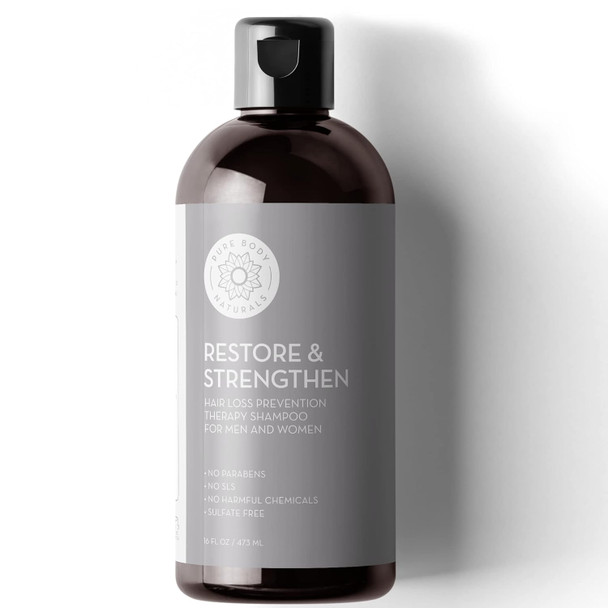 Pure Body Naturals Hair Loss Shampoo To Restore And Strengthen, Large 16 Ounce, Dht Blocker Shampoo For Thinning Hair, For Men And Women (Label Varies)