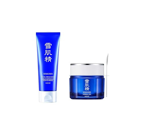 Sekkisei Facial Herbal Wash Bundle. Herbal Gel (2.8Oz) And Facial Cream Wash (4.5Oz)