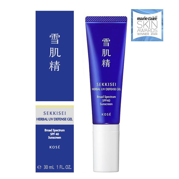 Sekkisei Herbal Uv Defense Gel For Face Broad Spectrum Sunscreen, Spf40, 1 Ounce