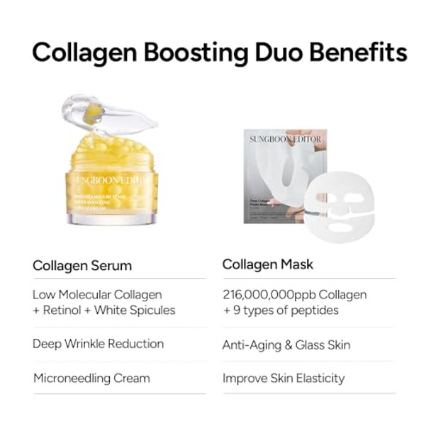 Sungboon Editor Deep Collagen Boosting Duo : Deep Collagen Mask (4Ea) & Power Boosting Capsule Cream, Skincare  Sets For Mom