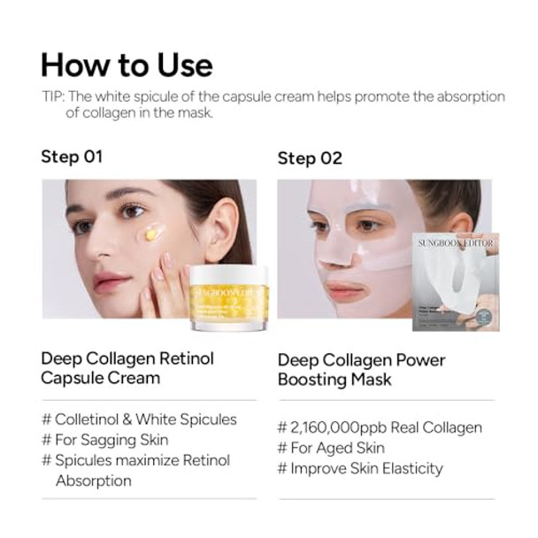 Sungboon Editor Deep Collagen Boosting Duo : Deep Collagen Mask (4Ea) & Power Boosting Capsule Cream, Skincare  Sets For Mom