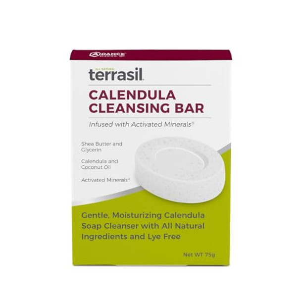 Terrasil Calendula Soap Bar - Relief For Irritated & Itchy Skin, Sensitive Skin, Sores, Hives, Anti-Itch Soap, Natural & Gentle For Adults & Kids, Dermatologist Tested & Hypoallergenic Approved (75G)