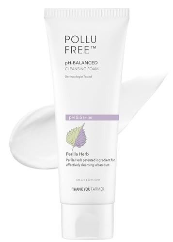 Thankyou Farmer Pollu Ph-Balanced Cleansing Foam - Korean Face Wash For Sensitive Skin, Hyaluronic Acid Hydrating Facial Cleanser 4.22 Fl.Oz