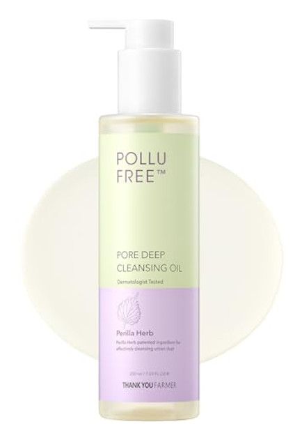 Thankyou Farmer Pollu Pore Deep Cleansing Oil - Spf Cleanser, Korean Perilla Herb, Makeup Blackhead Remover, Dermatologist Tested, Korean Oil Cleanser 7.03 Fl.Oz. 200Ml