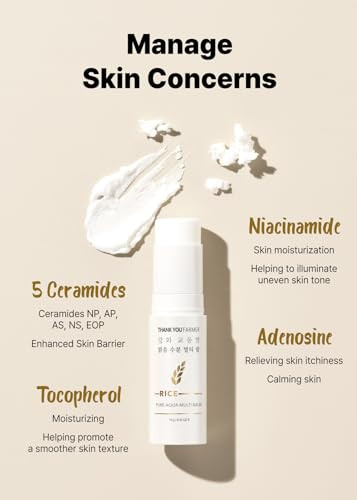 Thankyou Farmer Rice Pure Aqua Multi Balm - Exclusive Korean Rice Extract, 5 Ceramide, Eye Treatment Balm, Korean Multi Balm Stick For Face, Fragrance-