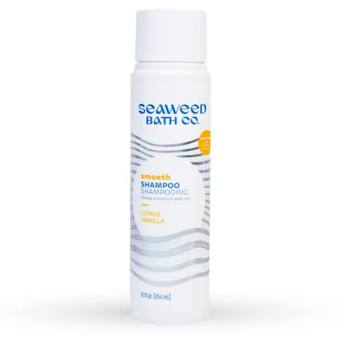 Seaweed Bath Co. Smooth Shampoo, Citrus Vanilla Scent, 12 Ounce, Sustainably Harvested Seaweed, Borage And Broccoli Seed Oils, For Curly And Frizzy Fine Hair