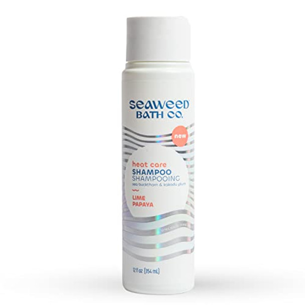 Seaweed Bath Co. Heat Care Shampoo, Lime Papaya Scent, 12 Ounce, Sustainably Harvested Seaweed, Sea Buckthorn, Kakadu Plum, For Heat Damaged Hair