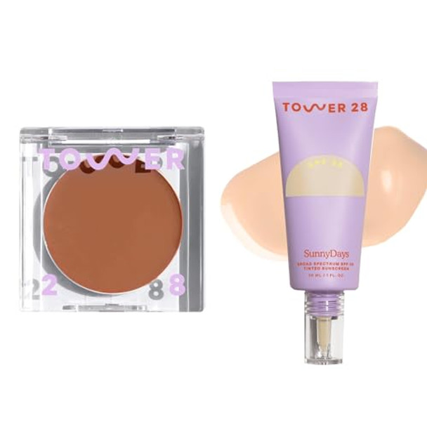 Tower 28 Beauty Sunnydays Spf 30 Tinted Mineral Sunscreen, Shade 151 Fl Oz & Tower 28 Bronzer Getty 0.16 Fl Oz / 4.5 Ml